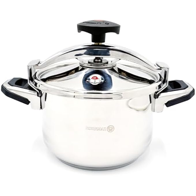 كوركماز قدر ضغط بريسا المصنوع من الفولاذ المقاوم للصدأ، سعة 11 لترًا، قاعدة كبسولة من الألومنيوم، قدر ضغط تركي بغطاء ثقيل، قدر طهي يعمل بقاعدة حثية Ka773 - Image 2