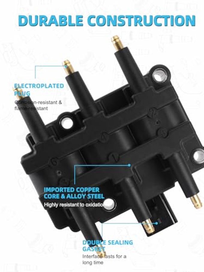 TAUTOY UF305 Ignition Coil Pack LZTR5AGP Spark Plug Iridium 6PCS (3.3L 3.8L) 2000-2011 For Chrysler Pacifica Town Country Voyager,for Dodge Caravan Grand Caravan,for Jeep Wrangler,for VW Routan - Image 3