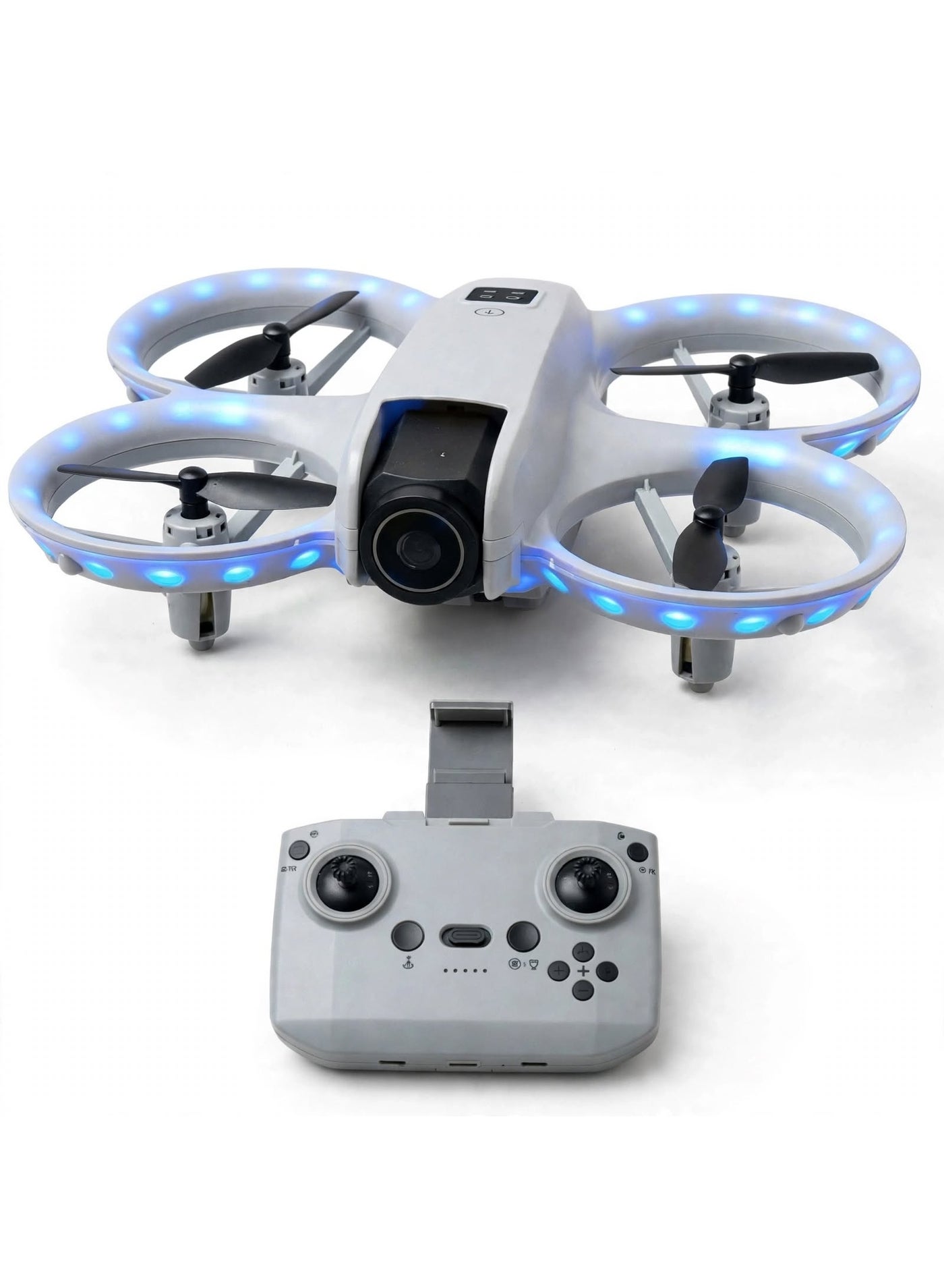 Mini Drone with Camera, Foldable RC Drone with Four-Circle Protection & LED Lights, Remote Control Quadcopter for Beginners, Kids & Adults, Easy Flying Toy, Age 12+