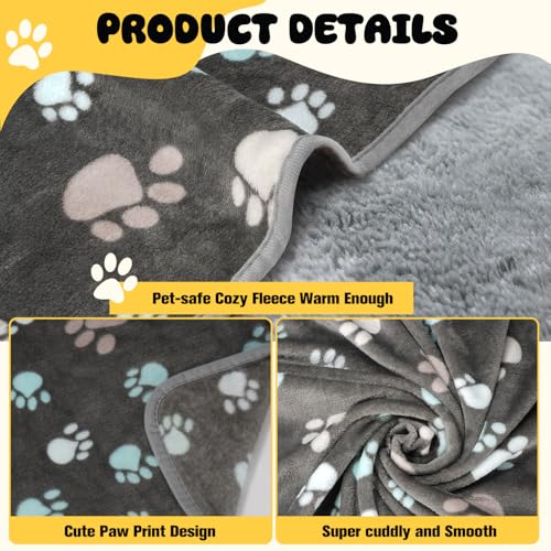 Vowanop Premium Soft Dog Blanket Washable 40 x 32 Flannel Gray Dog Blanket for Small and Medium Dogs and Indoor Cats - Image 3