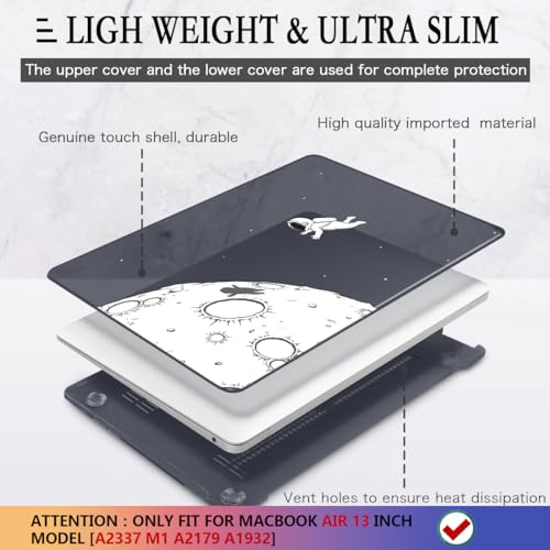 CISSOOK Case Compatible with MacBook Air 13 Inch 2021 2020 2019 2018 Release Model A2337 M1 A2179 A1932, Clear Black Hard Shell with Keyboard Cover for MacBook Air13 2020 with Touch ID, Astronaut - Image 4