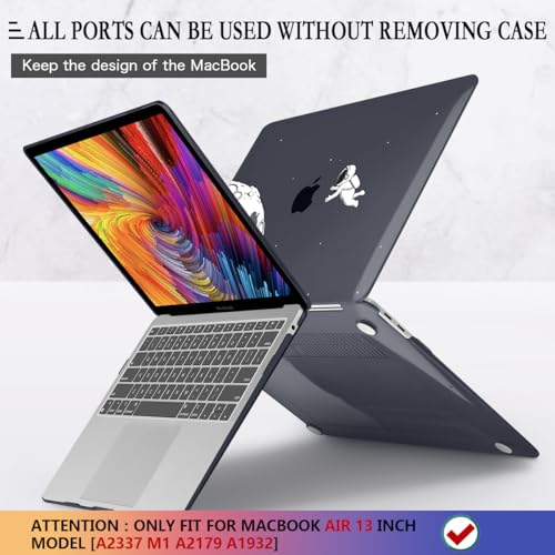 CISSOOK Case Compatible with MacBook Air 13 Inch 2021 2020 2019 2018 Release Model A2337 M1 A2179 A1932, Clear Black Hard Shell with Keyboard Cover for MacBook Air13 2020 with Touch ID, Astronaut - Image 5