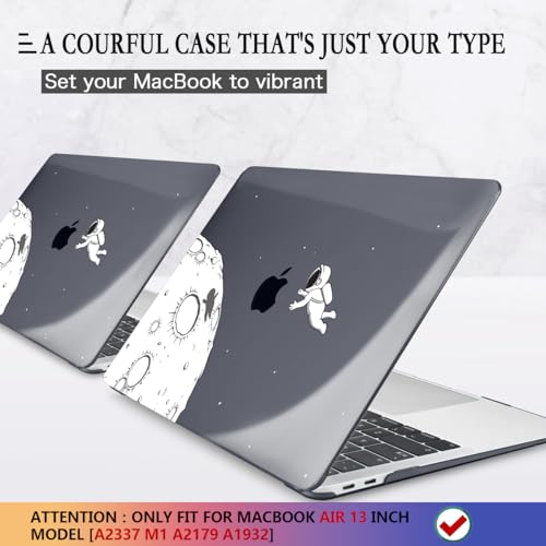 CISSOOK Case Compatible with MacBook Air 13 Inch 2021 2020 2019 2018 Release Model A2337 M1 A2179 A1932, Clear Black Hard Shell with Keyboard Cover for MacBook Air13 2020 with Touch ID, Astronaut - Image 3