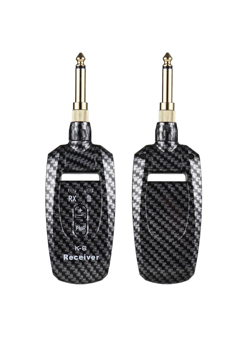 Rechargeable 2.4G Guitar Transmitter Receiver, Wireless Guitar System for Electric Guitar Bass Electric Wind Instruments Real-time Transmission 270 Degree Rotatable Plug with 2 6.35mm