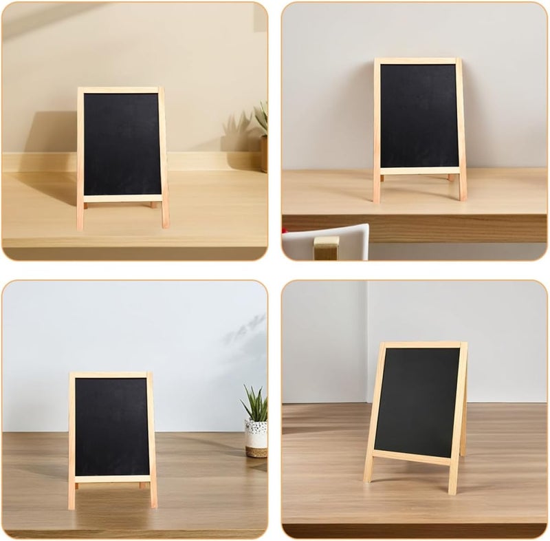 Gadpiparty Mini Wooden Chalkboard with Stand 20x30cm Double-Sided Small Blackboard Message Board for Home Teaching and Office Handwriting Notes - Image 3