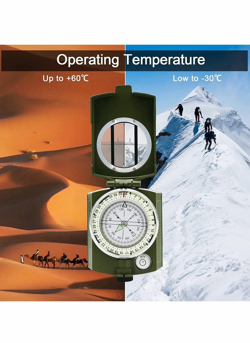 Durable Waterproof Military Compass for Hiking and Camping with Inclinometer Ideal for Scouts and Geology Activities