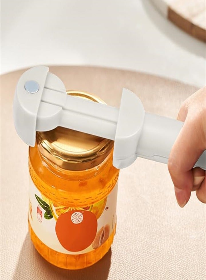 Adjustable Can Opener Bottle Opener, Fits Most Sizes, Effort-saving and Convenient to Use, Jar Lid Remover, Stainless Steel Gear, Family Restaurant, Camping Bar, Suitable for Weak Hands Arthritic Hands, White 1pc - Image 2