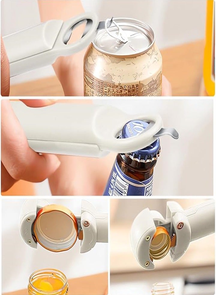 Adjustable Can Opener Bottle Opener, Fits Most Sizes, Effort-saving and Convenient to Use, Jar Lid Remover, Stainless Steel Gear, Family Restaurant, Camping Bar, Suitable for Weak Hands Arthritic Hands, White 1pc - Image 3