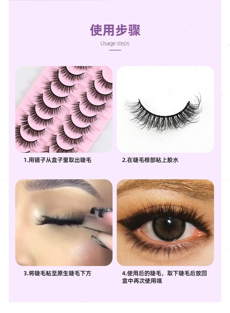 7 Pairs False Lashes,faux Mink Lashes False Eyelashes Wispy 3D Volume Cat Eye Faux Mink Eyelashes Natural Look - Image 2