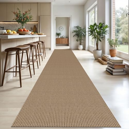 KOZYFLY Extra Long Runners for Hallways 3x20 ft Washable Kitchen Runner Non Slip Rubber Backed Hallway Rug Cotton Entryway Runner Rug Floor Carpet for Indoor Hall, Kitchen, Stair, Tan/Orange/Brown - Image 2