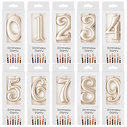PHD CAKE 10-Count 0-9 Champagne Gold Number Birthday Candles, Number One Birthday, Champagne Number Candles, Party Celebration, Baby Showers - Image 1
