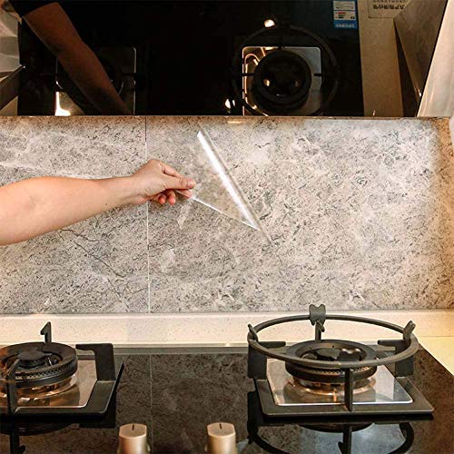 COSNIGHT Kitchen Backsplash Wall Protector Transparent Kitchen Oil Proof Sticker Self-Adhesive Film Removable Paper for Cupboard Household 15.7In×118In - Image 1
