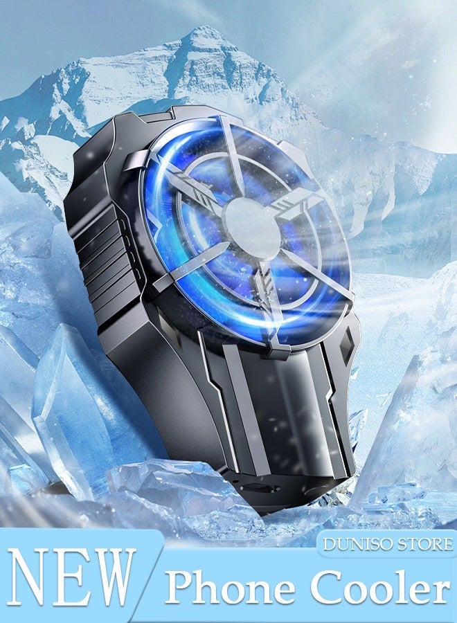 DUNISO Phone Cooler for Live Streaming and Gaming, Fast Phone Cooling Fan with Adjustable 2 Gear Wind Speed Cellphone Radiator for Mobile Gaming TikTok Live Stream, Fit All Types of iPhone Android Smartphone - Image 1