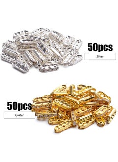 BronaGrand BronaGrand Rhinestone Spacer Beads,100Pcs Crystal Spacer Bars Beads 3 Hole Alloy Spacers Bar Link Connectors for DIY Multi Strand Bracelet Jewelry Making  - Image 3