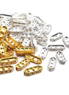 BronaGrand BronaGrand Rhinestone Spacer Beads,100Pcs Crystal Spacer Bars Beads 3 Hole Alloy Spacers Bar Link Connectors for DIY Multi Strand Bracelet Jewelry Making  - Image 4