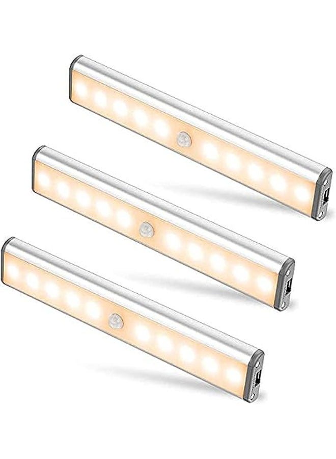 Arabest Motion Sensor Light Bar Night Light for Room, Stick-on Anywhere Wireless Battery Operated 10 LEDs Closet Lights Wardrobe Lighting LED Light(Warm White, 3 Pack) - Image 1
