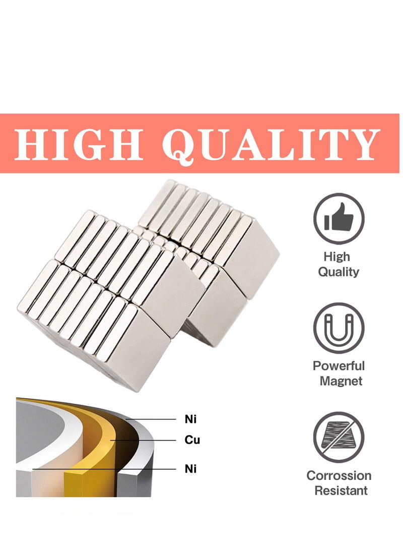 Barakah مغناطيس نيوديميوم قوي، عبوة 18 مغناطيس بار قوي مقاوم للماء، مغناطيسات دائمة قوية من الأرض النادرة للثلاجة، DIY، البناء، العلمية، الحرف، ومغناطيسات المكتب، 15x15x3mm - Image 4