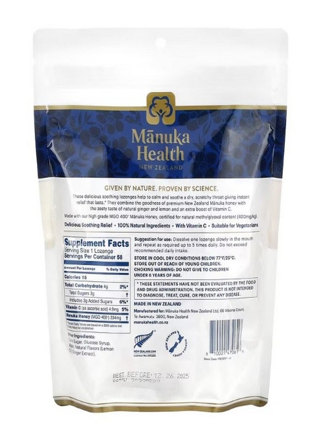 Manuka health Manuka Honey Lozenges Natural Ginger and Lemon 58 Lozenges - Image 2