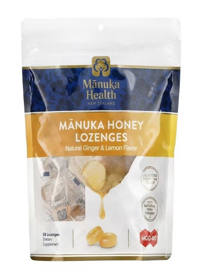 Manuka health Manuka Honey Lozenges Natural Ginger and Lemon 58 Lozenges - Image 1