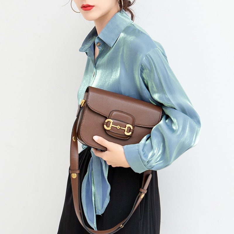 2021 New Armpit Bag Retro Horse Buckle Saddle Bag Sense Small Crowdbag Old Flower Crossbody Bag - Image 4