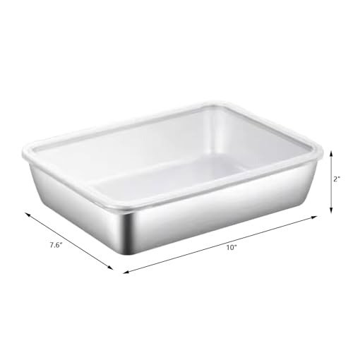 Pujito 4Pack Large Stainless Steel Food Containers Rectangle Food Storage Box Leak Proof Plastic Lid Airtight Meat Storage Container For Fridge,Kitchen Dishwasher Safe,Silver - Image 2