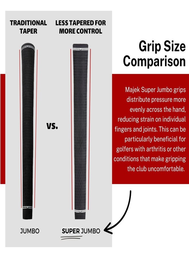 Majek Golf Club Grips Super Jumbo Extra Large Tour 360 Degree Black - NO LOGO - Round .600 Extra Large XL XXL Great for Tall Golfers with Big Hands - Premium Rubber Golf Grips - 13 Pack High Traction - Image 2