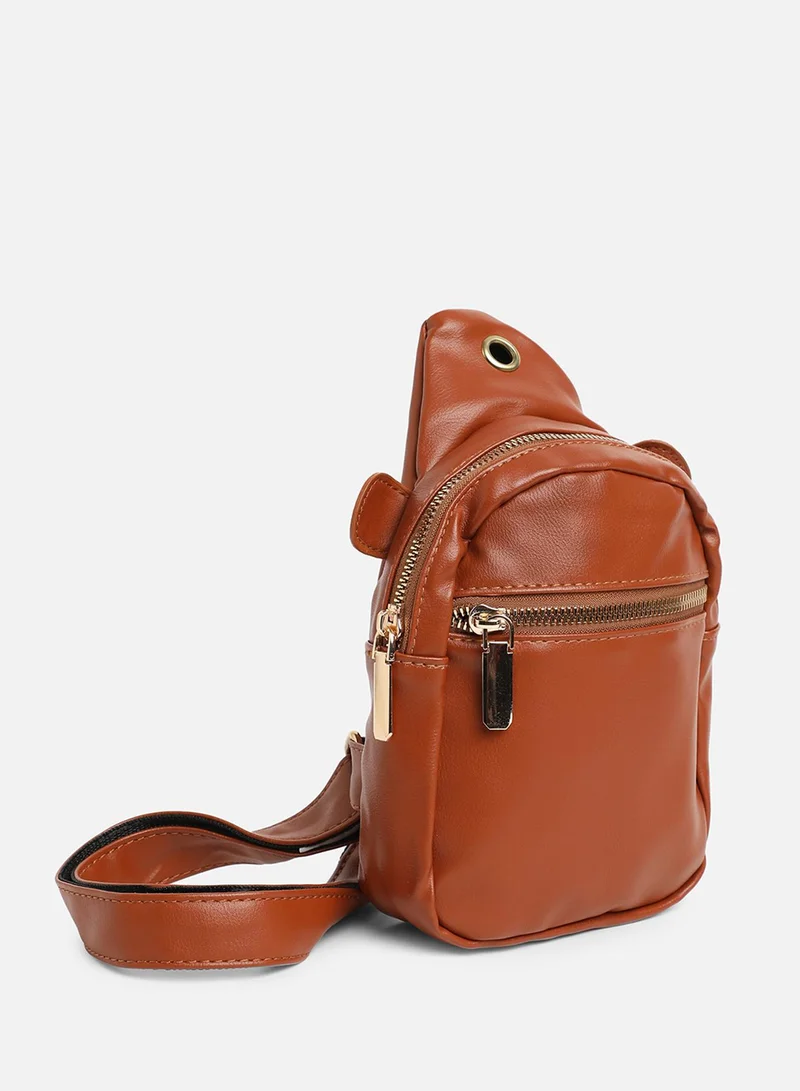 Haute Sauce Solid Zip Lock Regular Vegan Leather Sling Bag