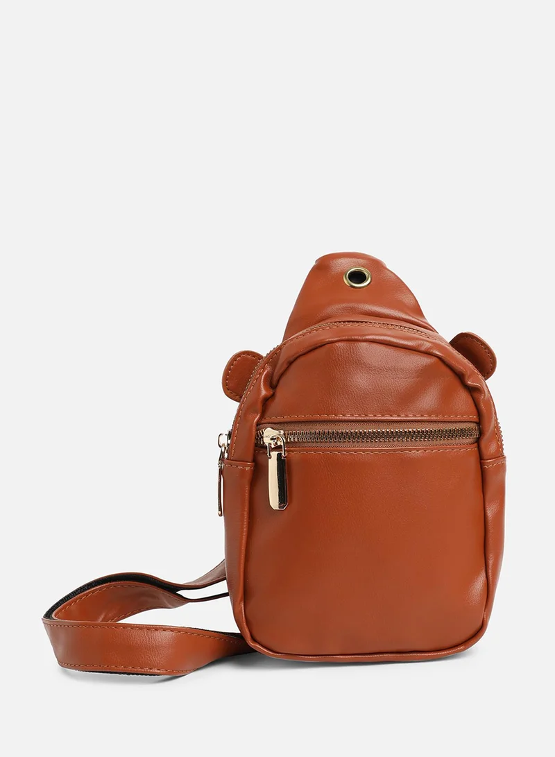 Haute Sauce Solid Zip Lock Regular Vegan Leather Sling Bag