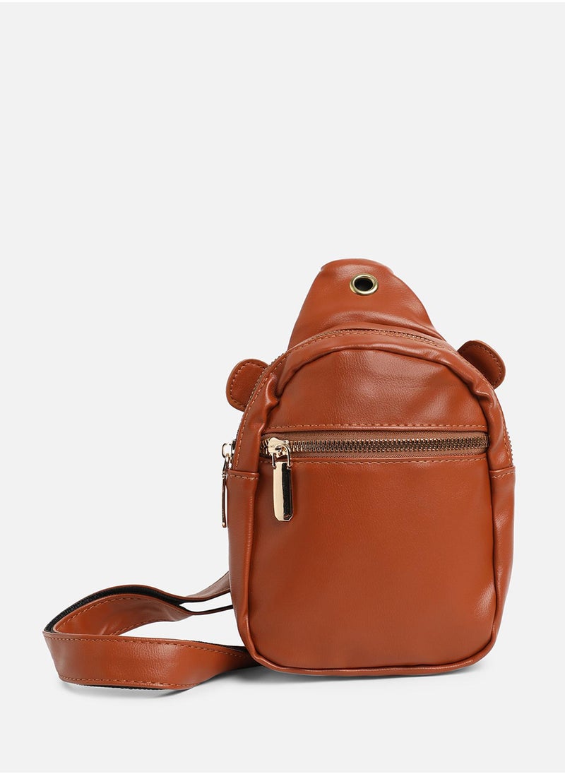 Haute Sauce Solid Zip Lock Regular Vegan Leather Sling Bag  - Image 3