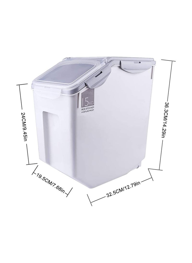 Generic - Rice Storage Container,15KG Sealed Grain Box Moistureproof Flour Food Storage Container Kitchen Storage Box,32.5 x 19.5 x 36cm - Image 1