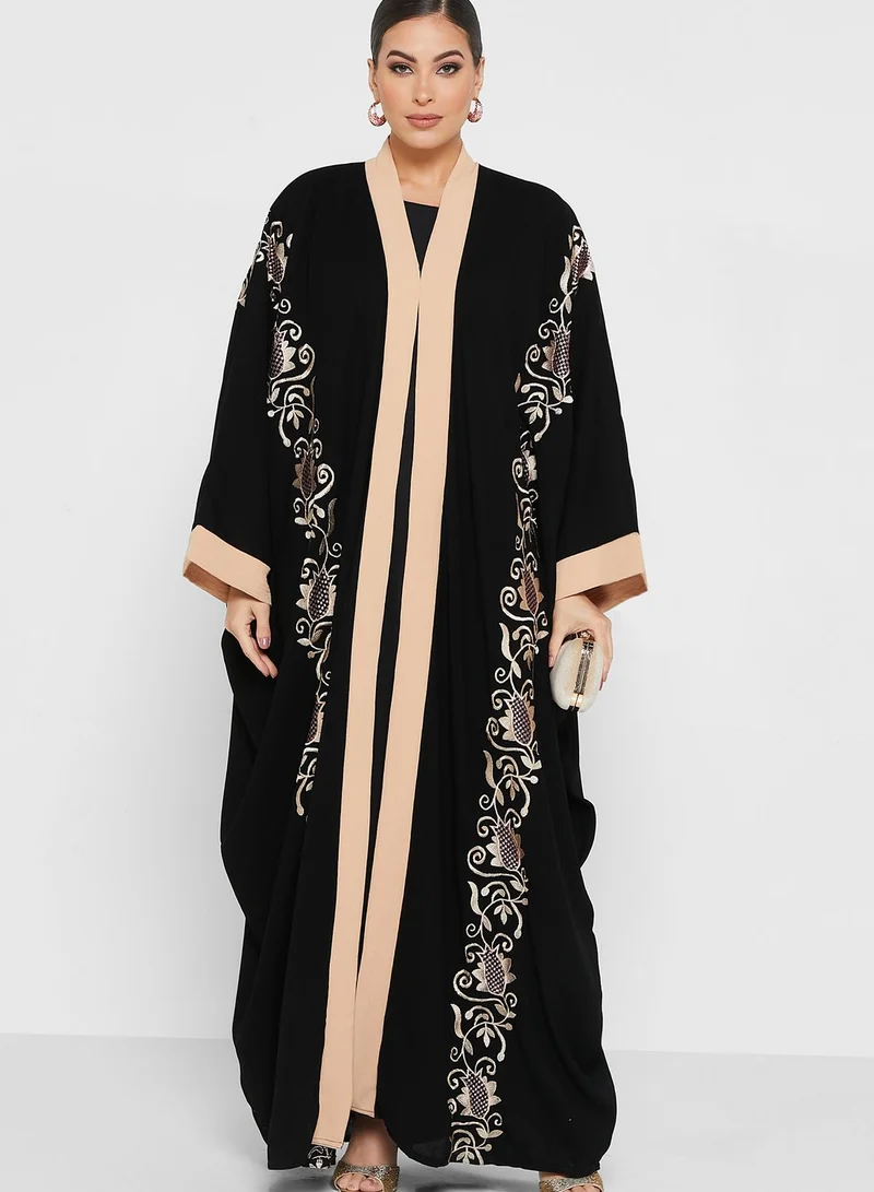 hayas closet Cape Sleeve Embroidered Abaya