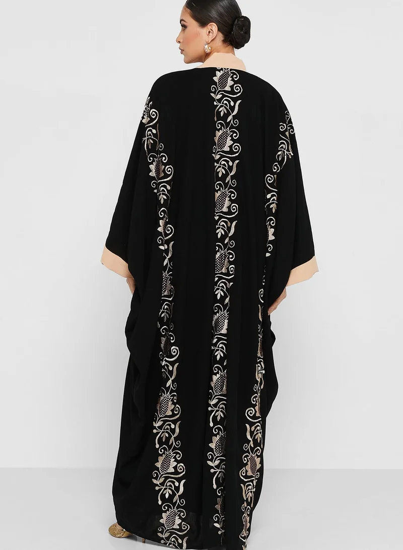 hayas closet Cape Sleeve Embroidered Abaya