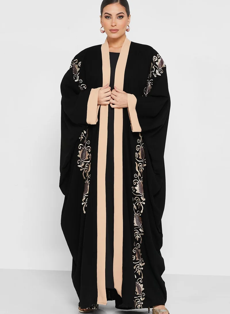 hayas closet Cape Sleeve Embroidered Abaya