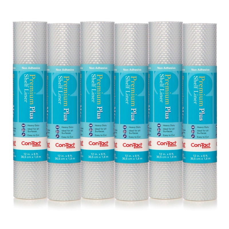 ConTact Brand Premium Plus NonAdhesive Shelf Heavy Duty and MultiFunctional Drawer Liner Protect and Organize Your Shelves and Drawers 12 x 6 Nova Crystal Clear Pack of 6 Rolls