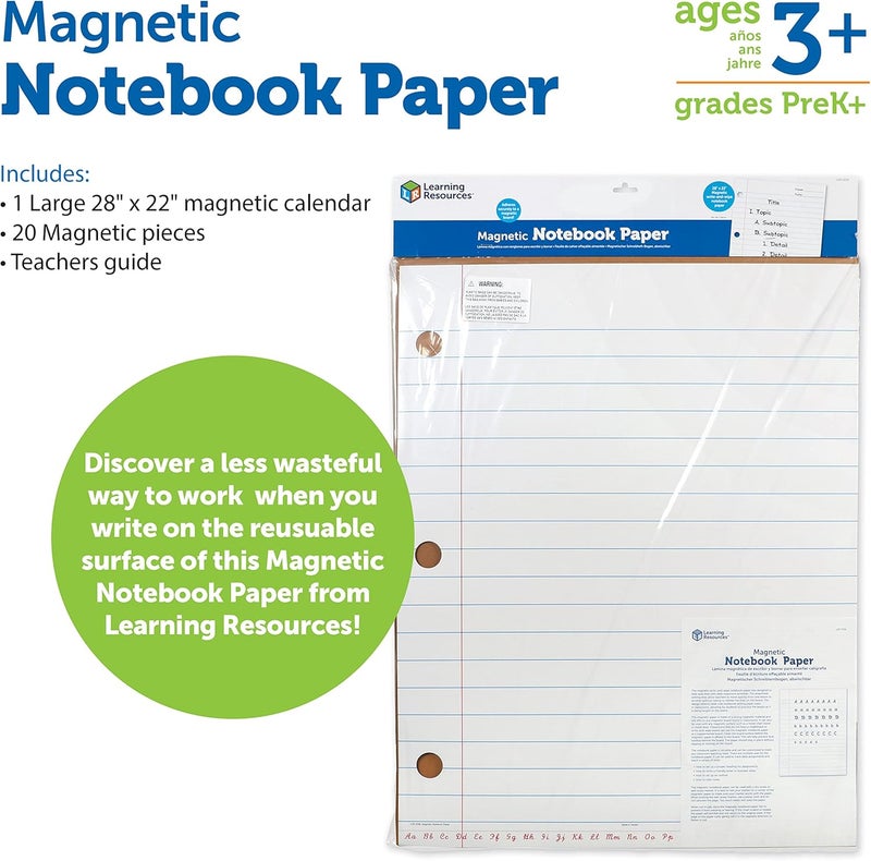Learning Resources Giant Sized Magnetic Notebook Paper - Durable Write & Wipe Classroom Accessory - Image 5