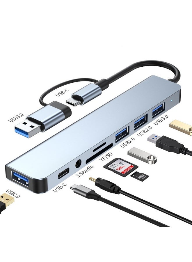 أوريون ماكس موزع USB-C وUSB-A متعدد المنافذ 8 في 1 مع منفذ HDMI، ومنفذ USB 3.0، و3 منافذ USB 2.0، وقارئ بطاقات SD/TF - محول USB محمول لأجهزة الكمبيوتر المحمولة، والأجهزة اللوحية، وPS5/PS4، وNintendo Switch - Image 1
