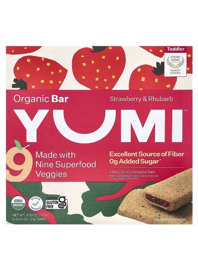 Yumi يومي، بار عضوي، للأطفال، فراولة وراوند، 5 بار، 0.74 أونصة (21 جرام) لكل منها - Image 1