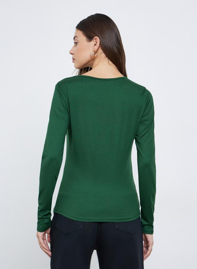 ستايلي بلوزة محبوكة مُجسمة مزينة بفتحة - Image 5