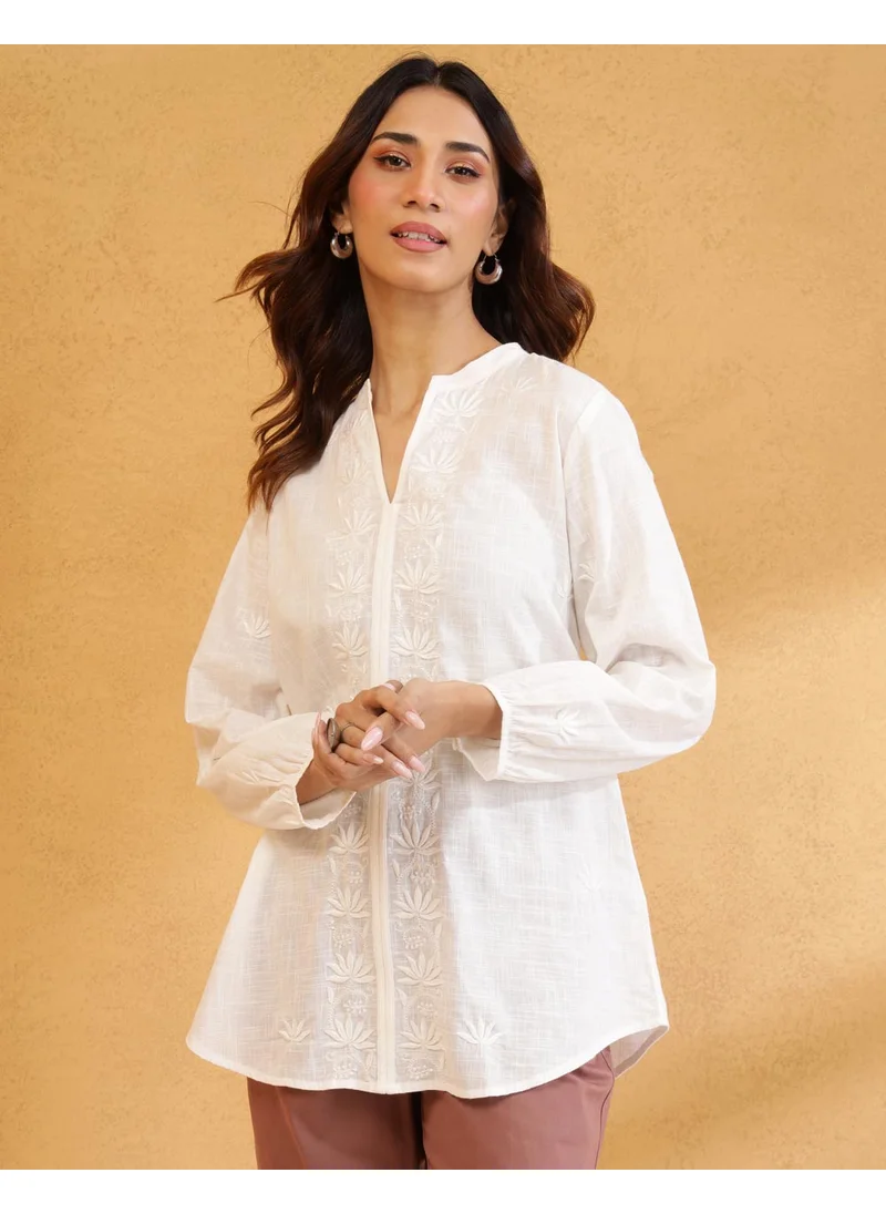 Fabindia Offwhite Cotton Chikankari Tunic