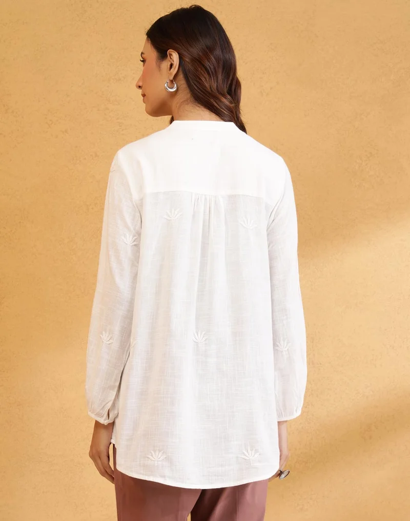 Fabindia Offwhite Cotton Chikankari Tunic