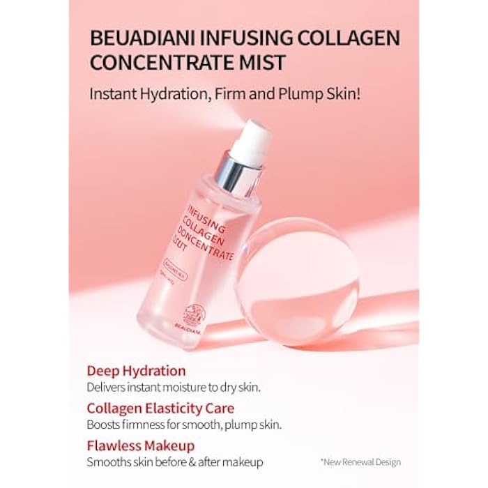 BEAUDIANI Collagen Facial Mist – Hydrating & Firming Spray for Face, Anti-Wrinkle Korean Skincare, Daily Moisturizer & Skin Tightening Mist with Nourishing Collagen (1.69 fl oz) - Image 3