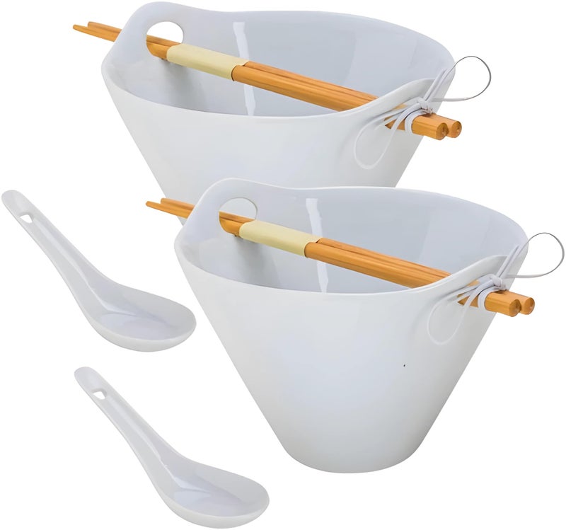 Tasse Verre Tasse Verre Ramen Noodle Bowl Sets with Bamboo Chopsticks and Ceramic Spoon For Soup, Salad, Pho, Udon, Fruit (40 Ounce  - Image 1
