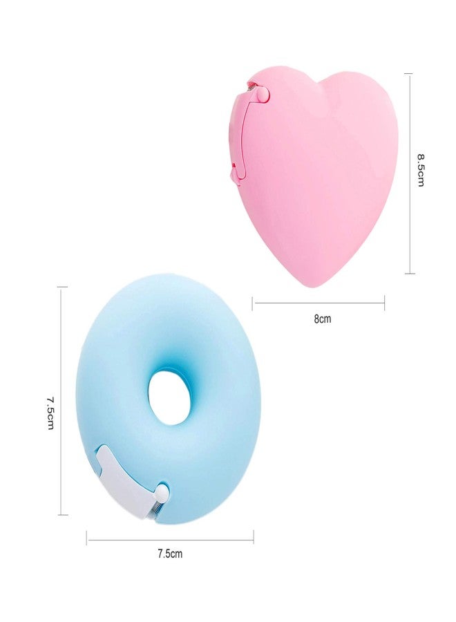 GANPUB Pink Portable Candy Color Tape Dispenser Heart-Shaped Tape Dispenser Cute Roll Tape, Adhesives and Fasteners Tape Organizer Desk Home Office School Supply Tapes Office Tape Dispensers Office Supplies - Image 2