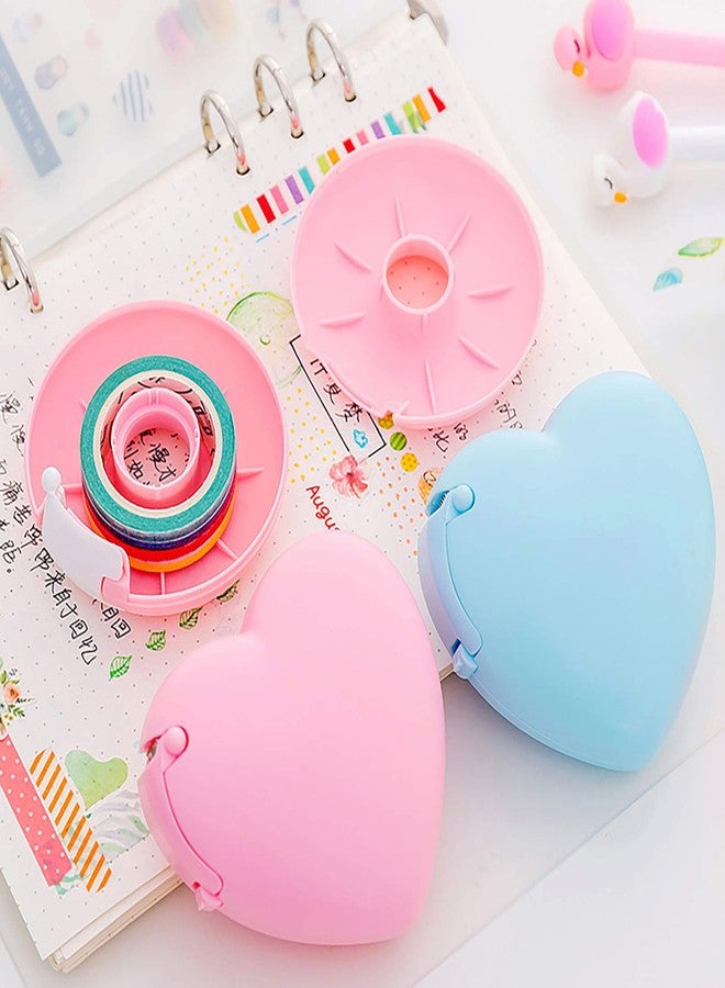 GANPUB Pink Portable Candy Color Tape Dispenser Heart-Shaped Tape Dispenser Cute Roll Tape, Adhesives and Fasteners Tape Organizer Desk Home Office School Supply Tapes Office Tape Dispensers Office Supplies - Image 3