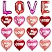 HALOGATE 16 Pcs Valentines Day Decorations LOVE Letter Balloon 18 Inch Foil Heart Shaped Balloons XOXO BE MINE KISS ME HUG ME Red Pink Romantic Valentines Decor for Wedding Anniversary Galentines Day Party - Image 2