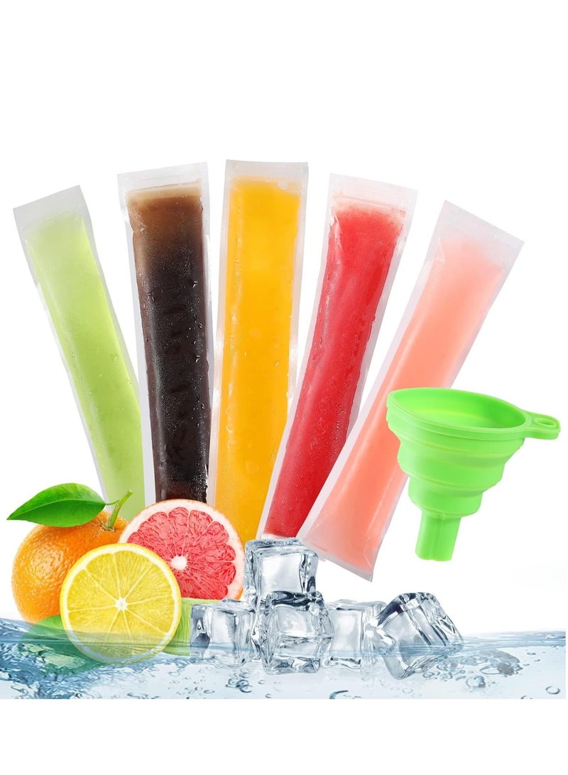 TRASSLE 200 Pcs Popsicle Molds Bags DIY Disposable Ice Pop Bags Mold Bags Homemade ice lolly Bags with Silicone Funnel Freeze Snacks Freezer Tubes - Image 1