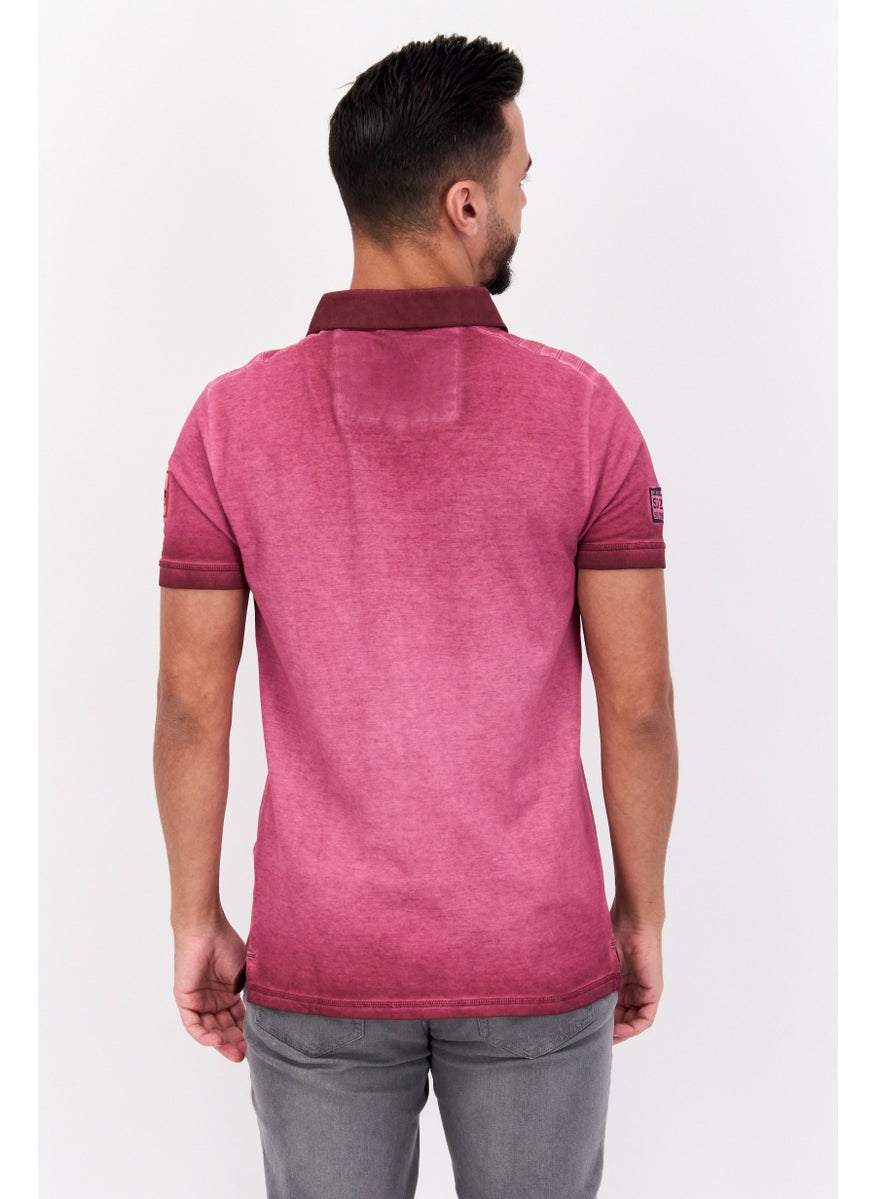 Canadian Peak Men Regular Fit Graphic Print Short Sleeves Polo, Burgundy  - Image 2