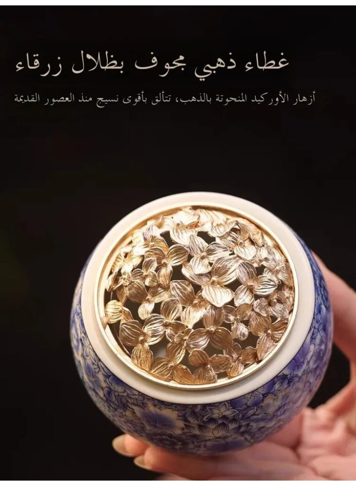 Ceramic Incense Burner with Traditional Floral Patterns, Enamel Censer for Bakhoor/Oud, Home & Festival Decor Gift - Image 2