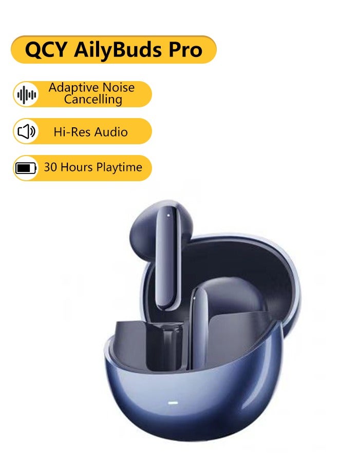 QCY HT10 AilyBuds Pro Wireless Earbuds, Adaptive Noise Cancelling Earphones, Hi-Res Audio Clear Calls, 5.3 Bluetooth, Semi-in-Ear Design,Comfortable Wearing and 30-Hours Long Battery Life - blue - Image 1