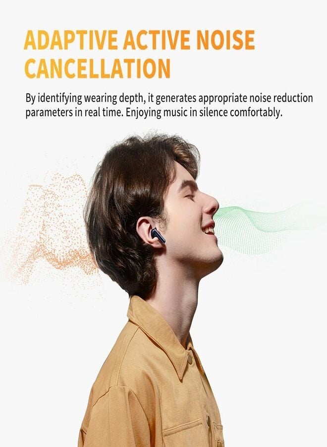 QCY HT10 AilyBuds Pro Wireless Earbuds, Adaptive Noise Cancelling Earphones, Hi-Res Audio Clear Calls, 5.3 Bluetooth, Semi-in-Ear Design,Comfortable Wearing and 30-Hours Long Battery Life - blue - Image 2